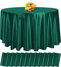 12 Pack 120 Inch Hunter Green Satin Tablecloth - Premium Bright Silky Round Tablecloth Overlay Smooth Fabric Table Cover, Table Decoration for Wedding Party Banquet Events Restaurant Kitchen Dining