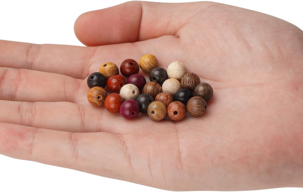prometis 500pcs 8mm natural sandalwood round mala beads, close-up detail