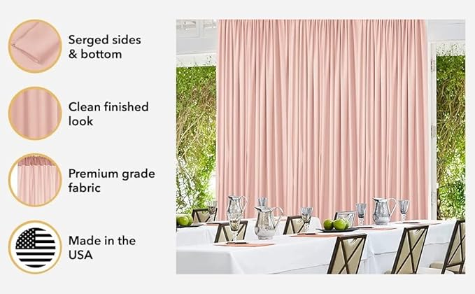 AK TRADING CO. 10 feet x 8 feet IFR Polyester Backdrop Drapes Curtains Panels with Rod Pockets - Wedding Ceremony Party Home Window Decorations - Dusty Rose
