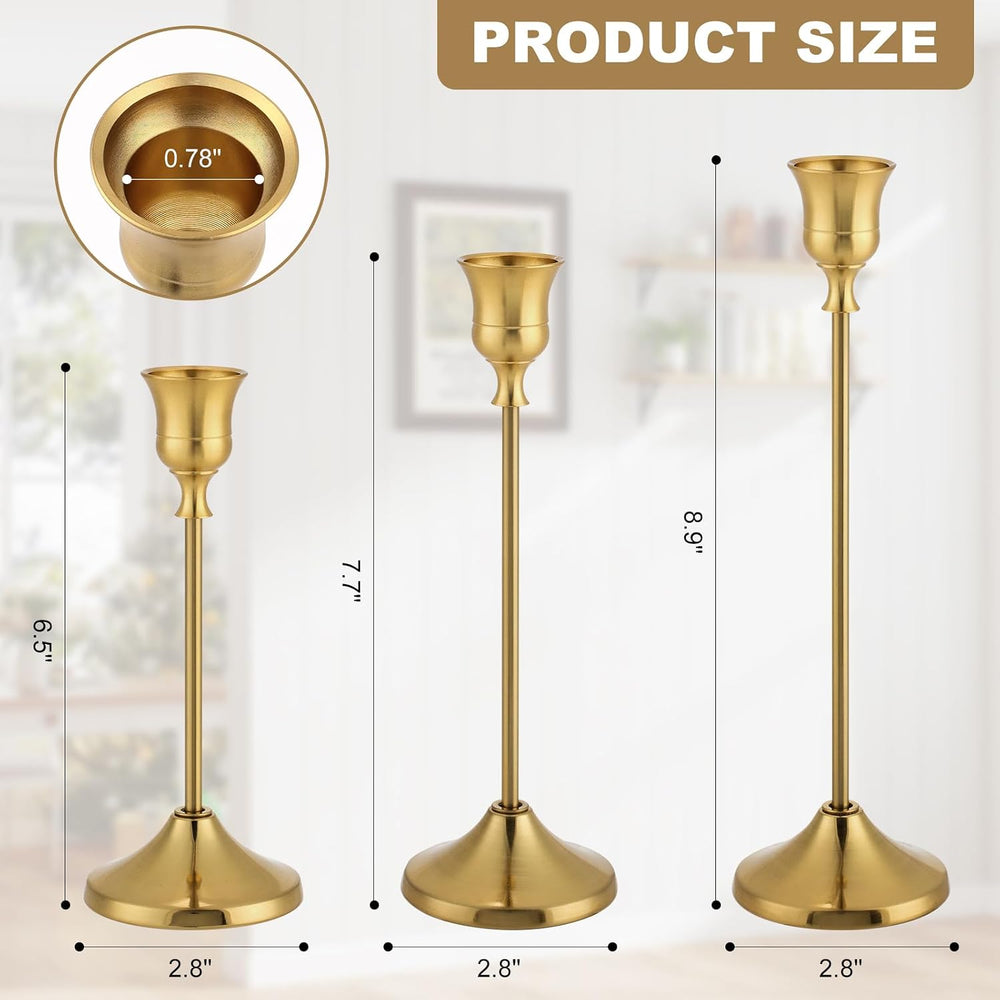 Candlestick Holders, 24PCS Metal Taper Candle Holder, Brass Gold Candle Holde...
