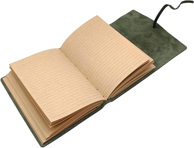 Green Notebook Journal - Genuine Leather Journals for Writing Small Size Diary 5.5x7.5 Inch, Notepad For Women and Man, Gifts,Work,Travel Dark Green