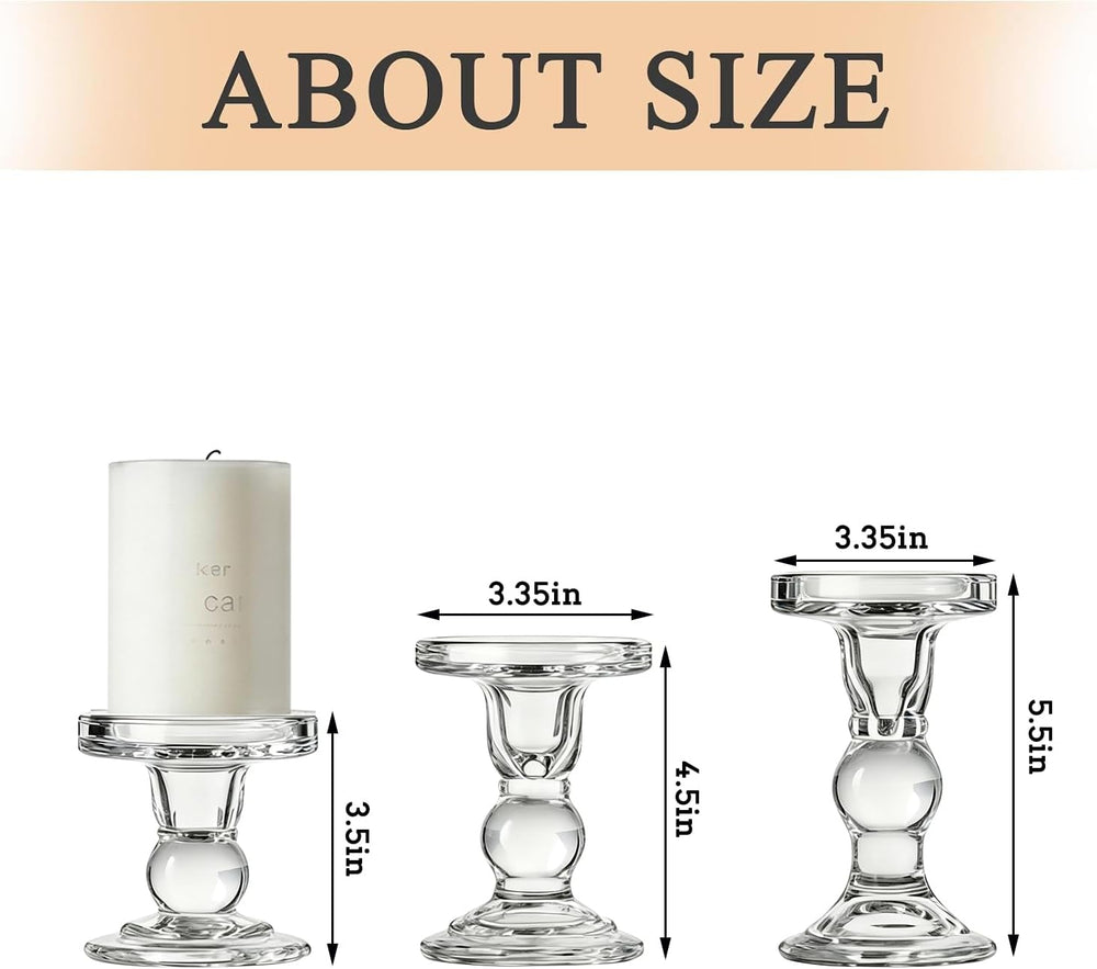 12 Pcs Candle Holders for Pillar Candles, Clear Crystal Candlestick Holder