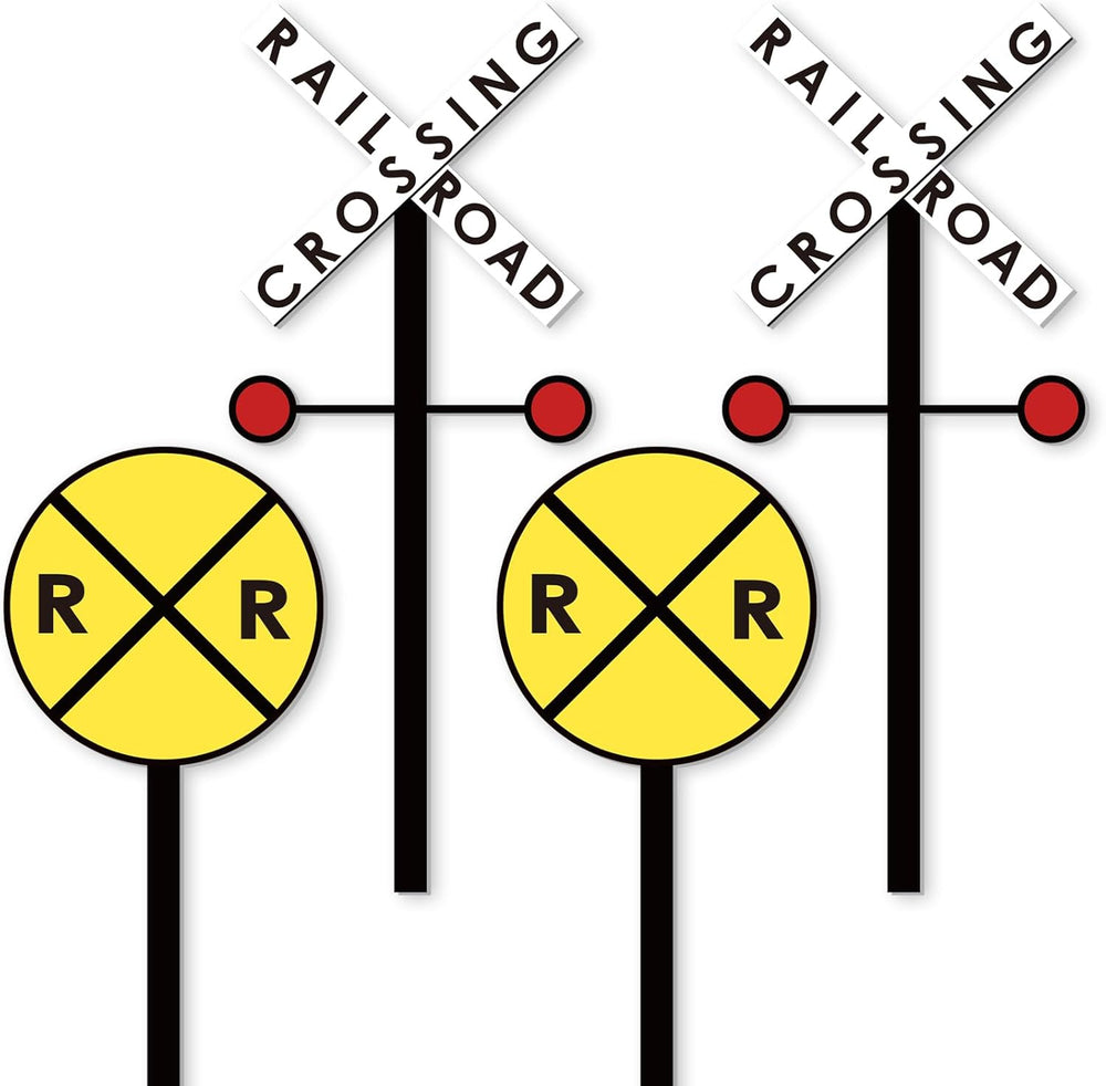 Yalikop 4 Pcs Train Party Decoration for Railroad Crossing Sign Decor