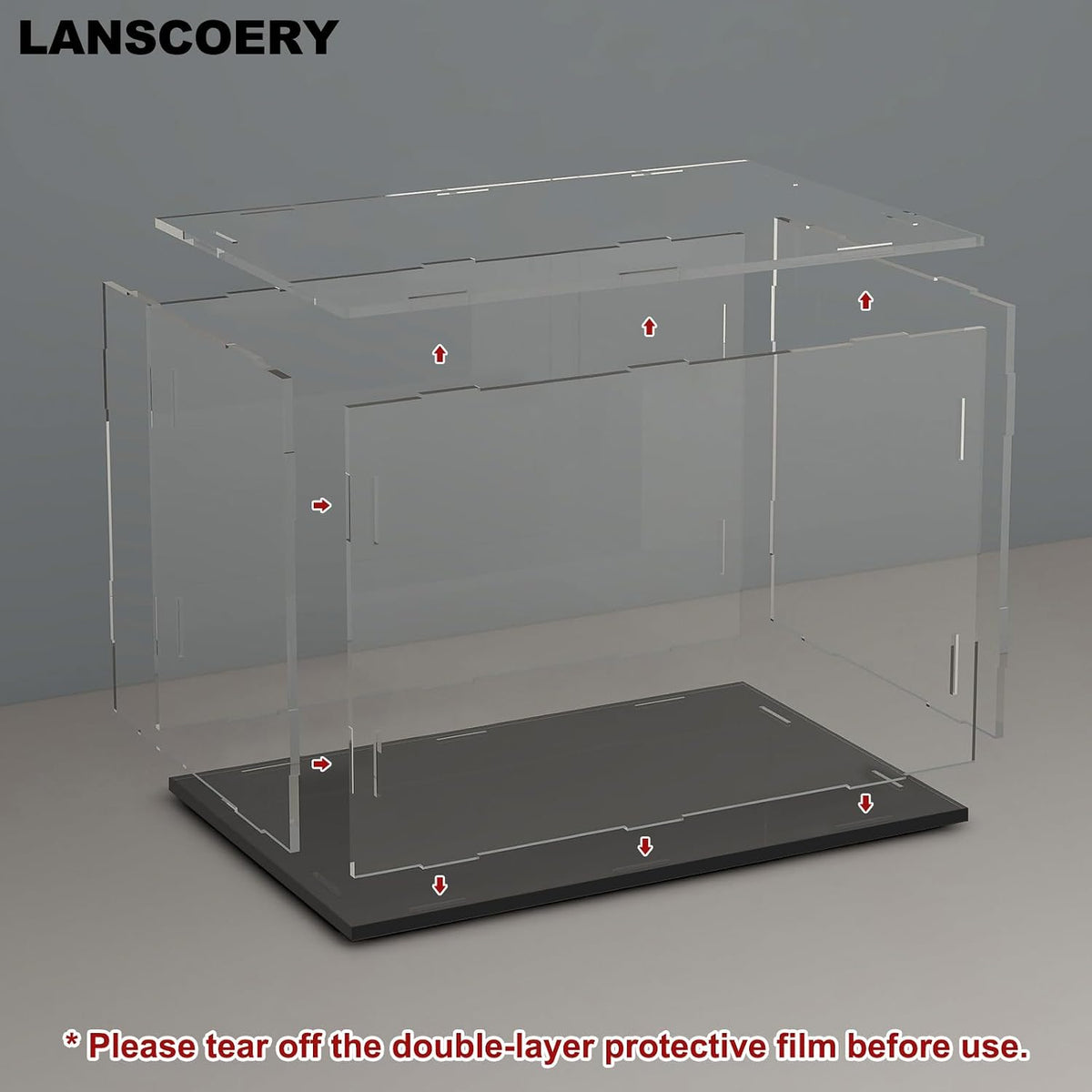 LANSCOERY Acrylic Display Case for Vehicle Models, 9.8x5.9x7.9 in