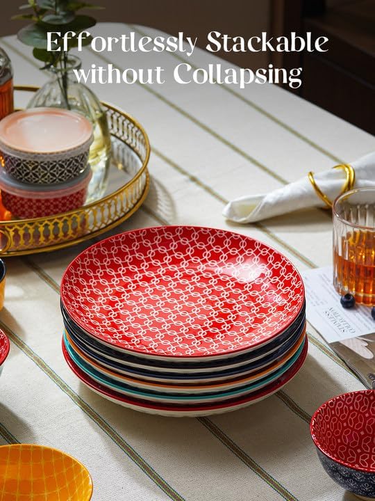 DOWAN 8.5" Salad Plates Set of 6, Ceramic Dessert Plate for Appetizer, S...