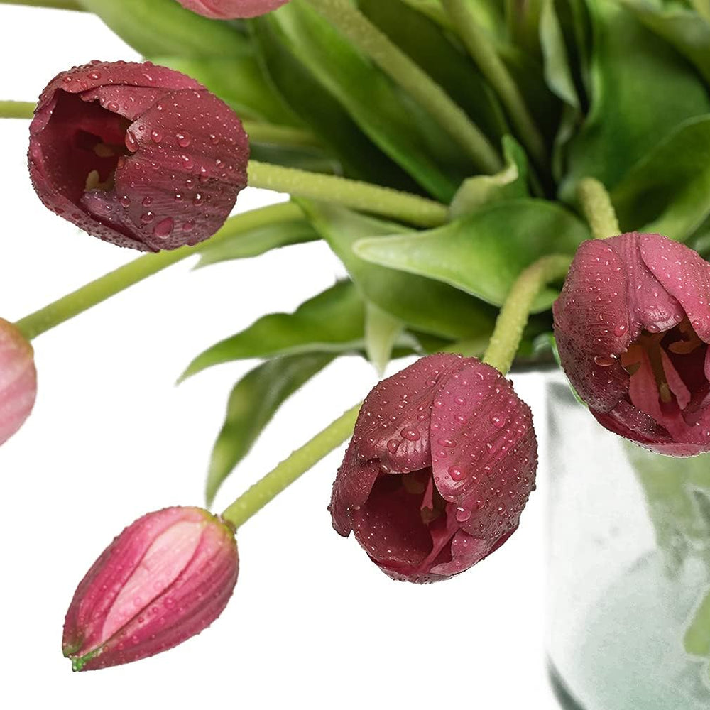 40Pcs Artificial Tulips Flowers, Soft Touch Realistic Latex Tulips Bouquet fo...