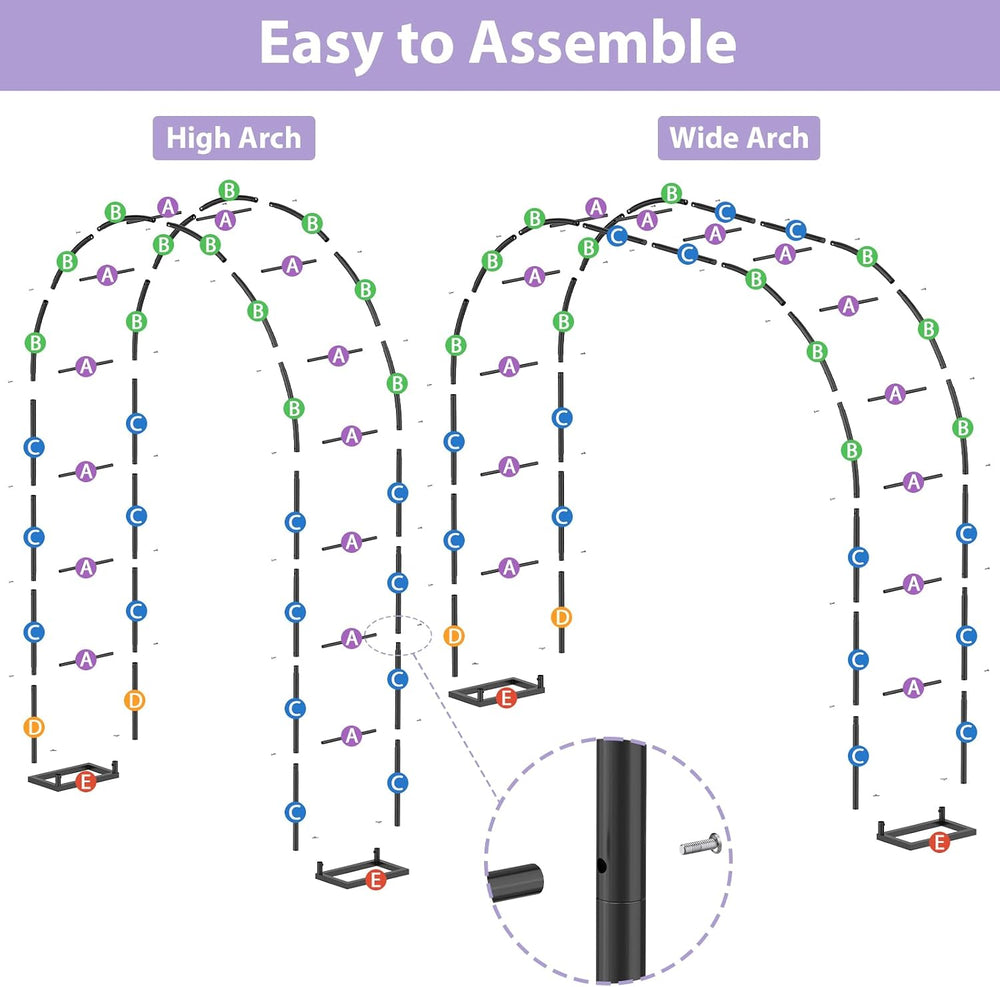 Sunexinlo Garden Arch Trellis with Base, 5.3'W x 7.6'H or 7.9'W x...