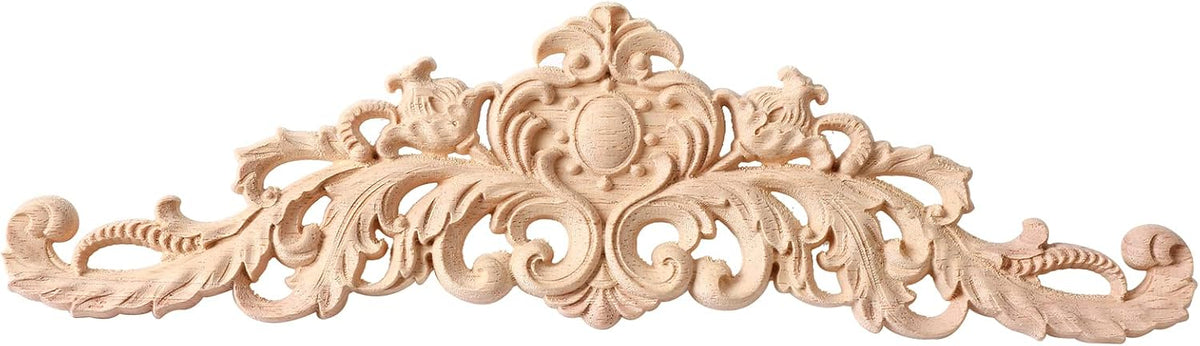 Wood Appliques Onlays, Long Wood Carved Appliques 31.4 * 7.8inch Set for Wall Door Cabinet Mirror Closet Wardrobe Dresser Mantel Staircase DIY Project