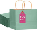qiqee 100PCS Large Gift Bag with Handles Bulk 13"x4.5"x10" Gift Bags Kraft Light Blue Multiple Uses (32x11x25cm,Wide Large)