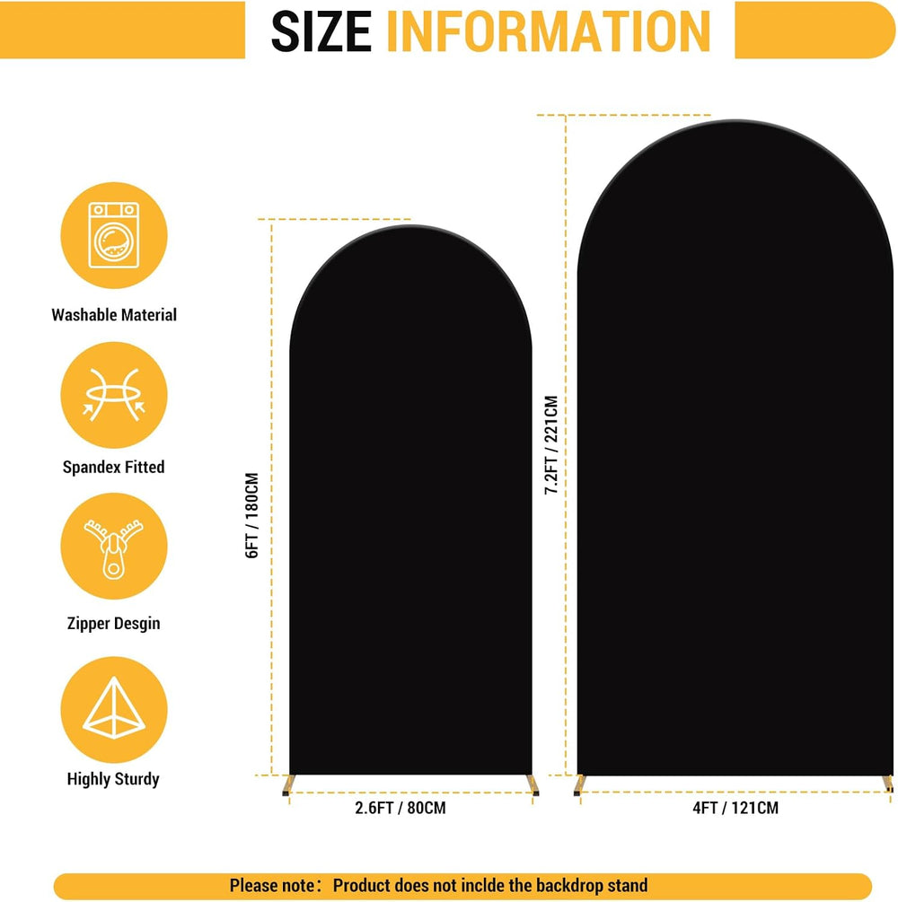 Thick Arch Backdrop Cover 7.2 & 6FT, Black Spandex Chiara Arch Covers Str...