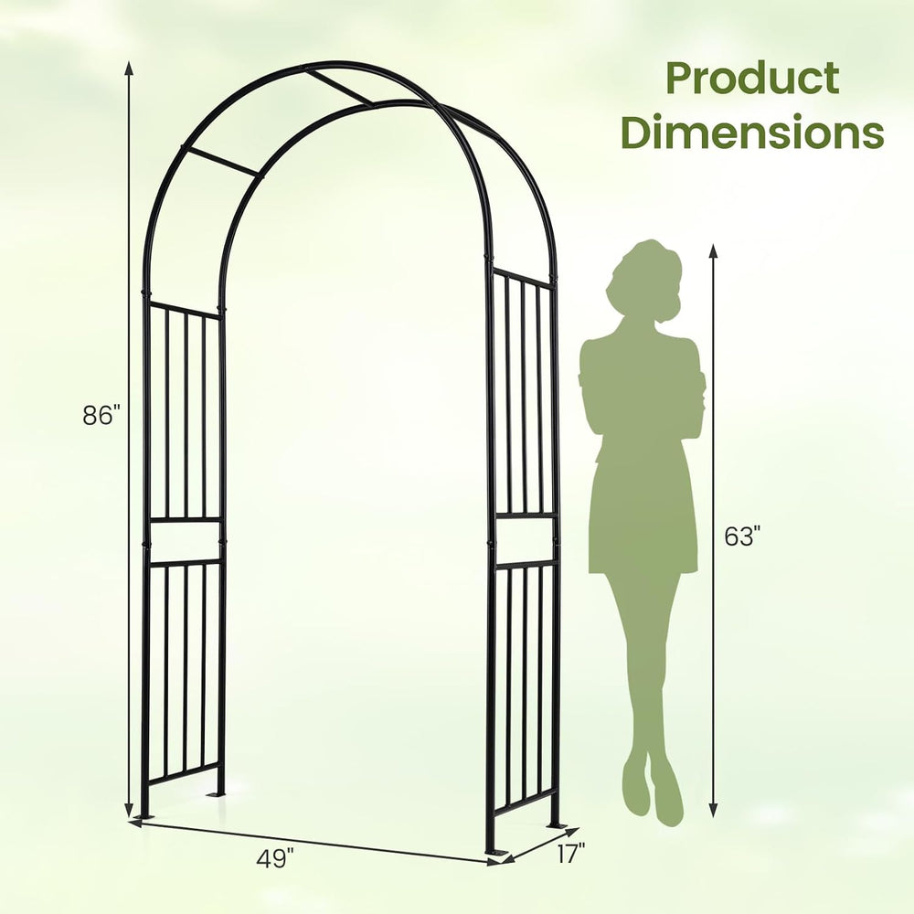 Giantex 86'' Metal Garden Arch, Outdoor Arbor Trellis with 8 Ground S...