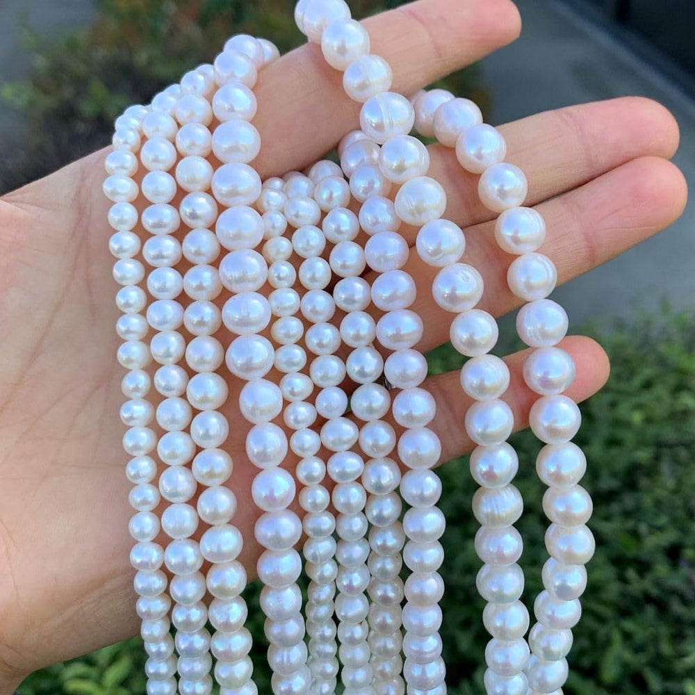 Adabele 28 Inch Real Natural AAA High Luster Fairly Round Pearl Beads 6-7mm