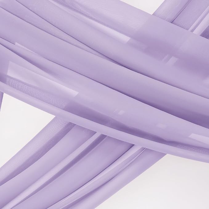 Socomi Wedding Arch Draping Fabric 3 Panels 29" x 19Ft Lavender Purple Sheer Chiffon Curtain Drapes 6 Yards for Wedding Ceremony Birthday Party Decoration