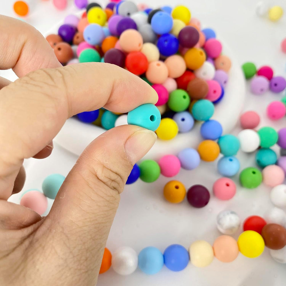 600pcs Silicone Beads, 12mm Round Silicone Beads Bulk for Keychain Making Kit...