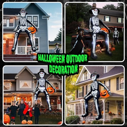 10 ft Inflatable Skeleton Halloween Decor Outdoor, Blow Ups Giant Skeleton