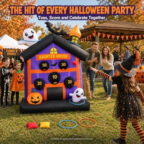 4.8 FT Halloween Inflatables Outdoor Haunted House Toss Game Yard Decor