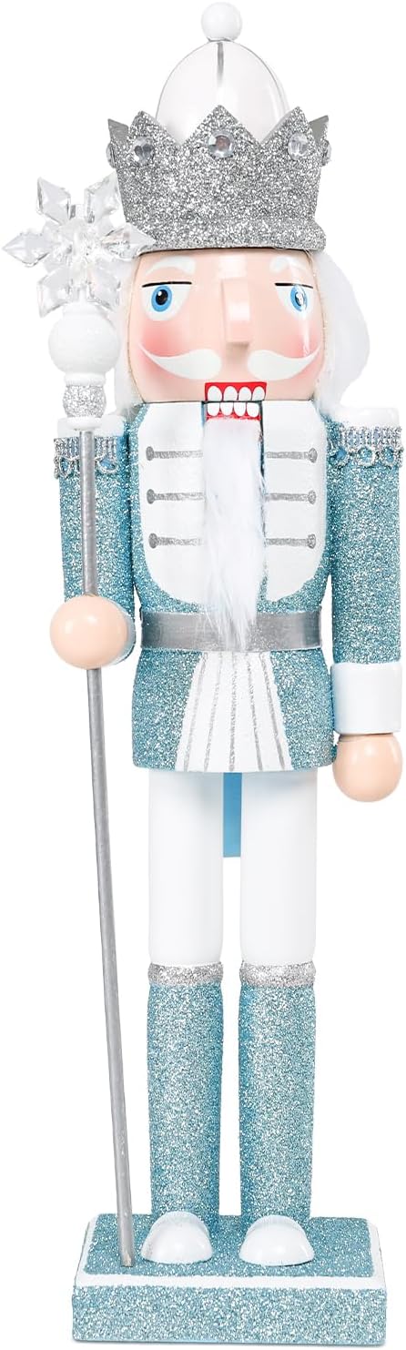 MUMTOP 15 Inch Christmas Nutcracker Decorations,Blue Table Wooden Figures
