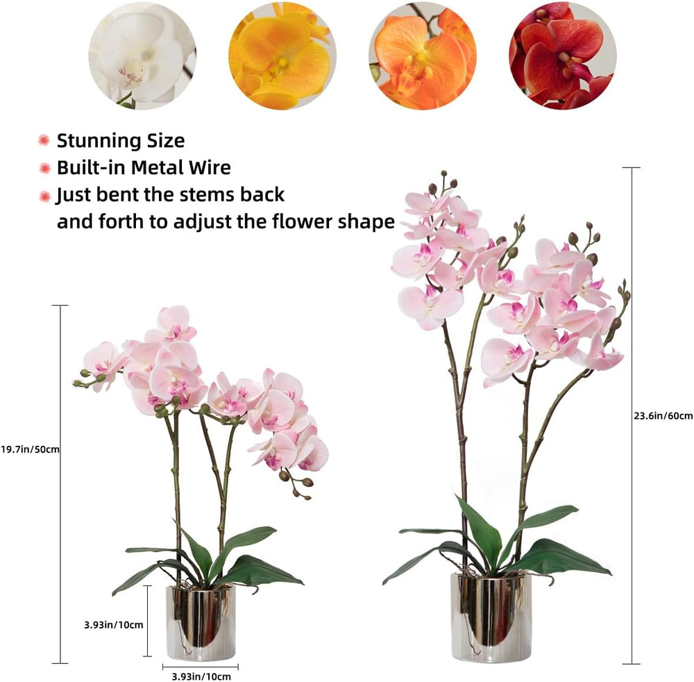 CXGS Artificial Orchid Flower Plant 19.7'' Real Touch Faux Orchids in...