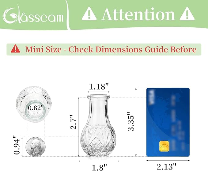 Glasseam Small Bud Vases for Centerpieces: 20PCS Mini Clear Glass Vase Set for Flowers Decor Wedding Party Baby Shower Dining Table Decorations Centerpiece