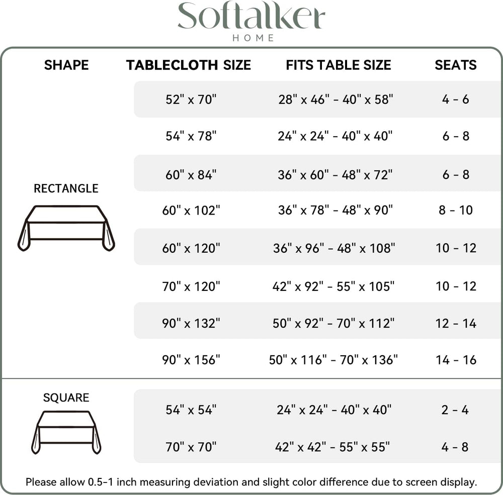 Softalker Rectangle Tablecloth, Waterproof Table Cloths Wrinkle Free Fabric W...