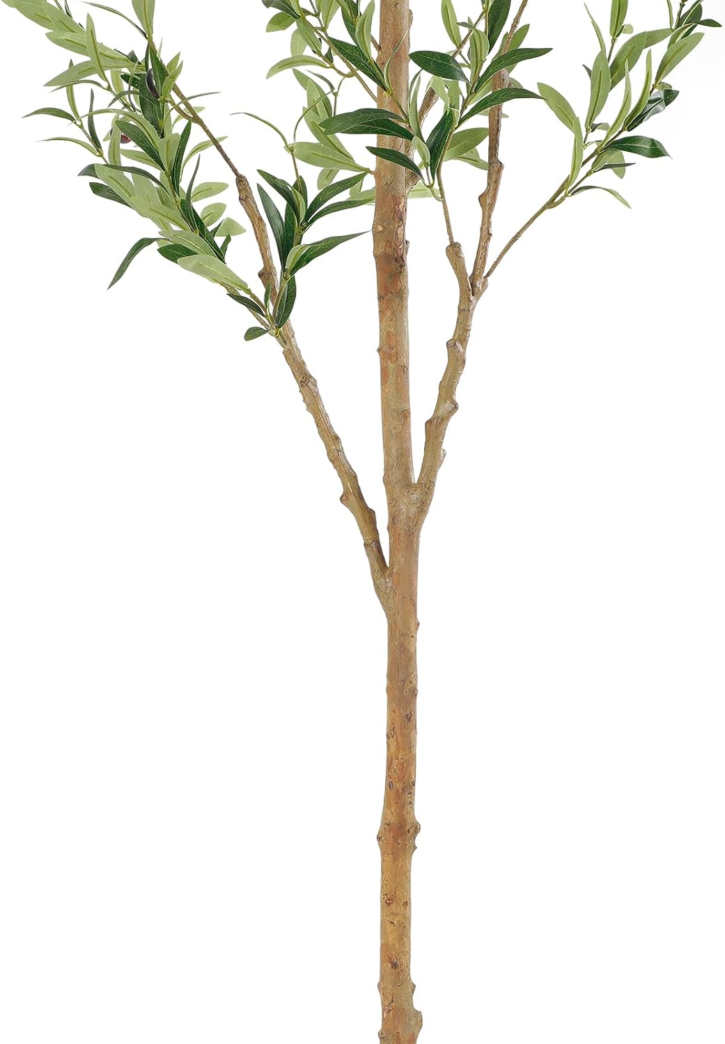 bellacat faux olive tree with natural wood trunk, close-up detail
