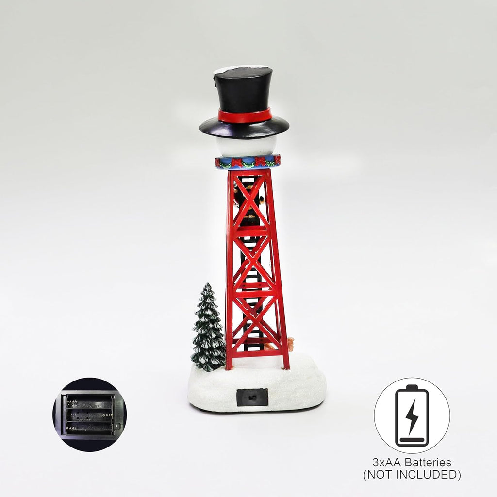 moments in time christmas snowman water tower 12.44”h, package contents