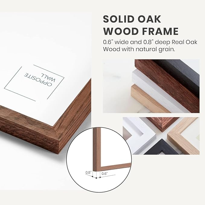 Opposite Wall - 12x16 in - Dark Solid Oak Wood Picture Frame - Lightweight, Versatile & Shatterproof - Wall Hanging Poster or Photo Frame - Wall Decor for Office, Gallery & Home - 2 Pack