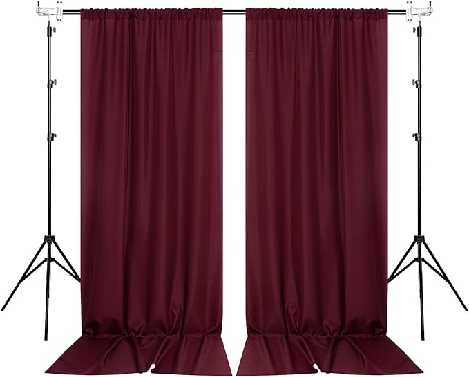 MYSKY HOME Burgundy Backdrop Curtains for Parties, Weddings, Stage - 10ft x 10ft, 2 Panels (2PCS)