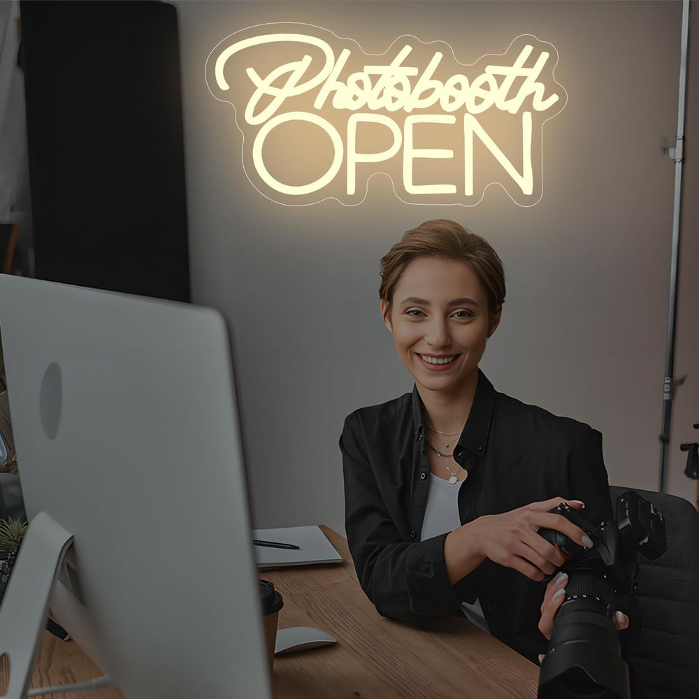 PhotoBooth Neon Sign for Wall Decor Dimmable Photobooth Neon light with USB O...