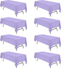 BRILLMAX 8 Pack Lavender Tablecloths for 8 Foot Rectangle Tables 60 x 126 Inch - 8ft Rectangular Bulk Linen Polyester Fabric Washable Cloth Cover for Wedding Reception Banquet Birthday Party