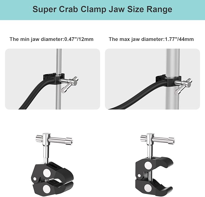 Gooseneck Microphone Stand,19.69" Flexible Adjustable Arm Super Crab Clamp Mic Clip 3/8"-16 to 5/8"-27 Adapter Mount,Compatible with Shure/Fifine / AT2020 / Pyle/Blue Snowball/Razer