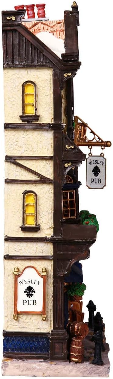 lemax christmas village wesley pub battery-operated (4.5v), side view