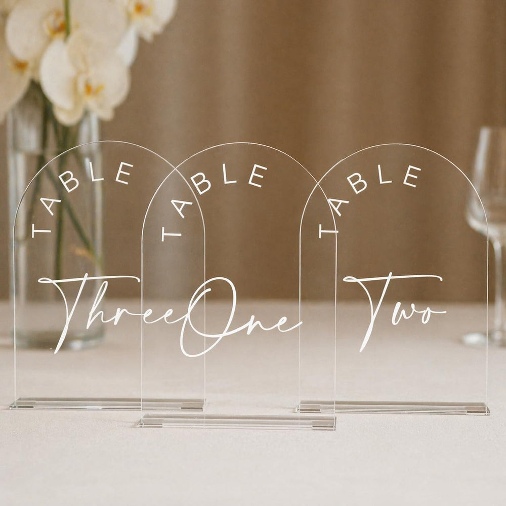 Acrylic Arch Table Numbers with Stands, 5x7 Inch Acrylic Arch Sign Table Numb...