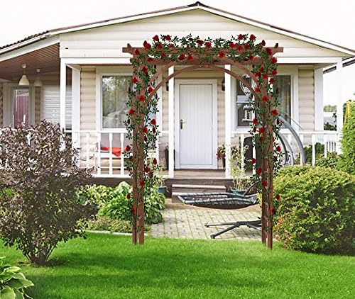 Outvita 7Ft Dark Brown Wooden Garden Arbor Arch Trellis