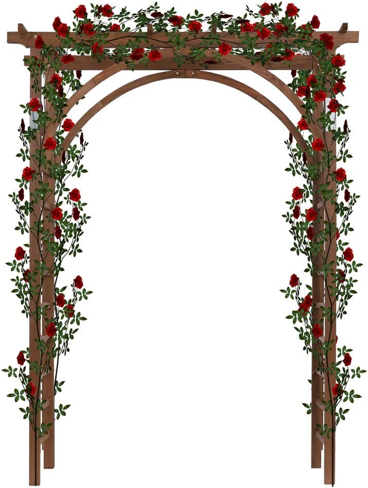 7FT Wooden Garden Arbor - Bridal Party Decoration Arch, Wooden Trellis for Pl...