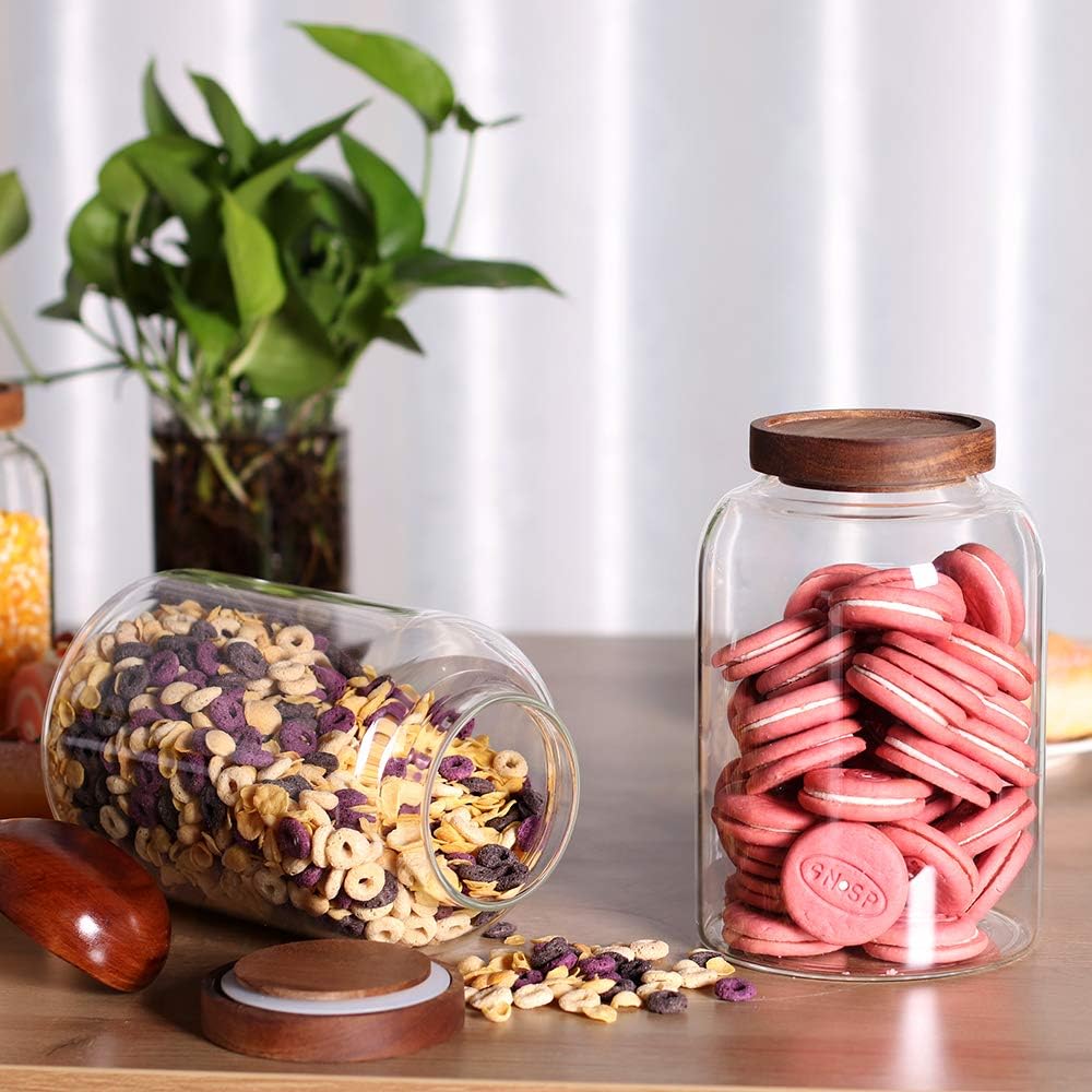 leaves and trees y thicken glass storage jar, side view