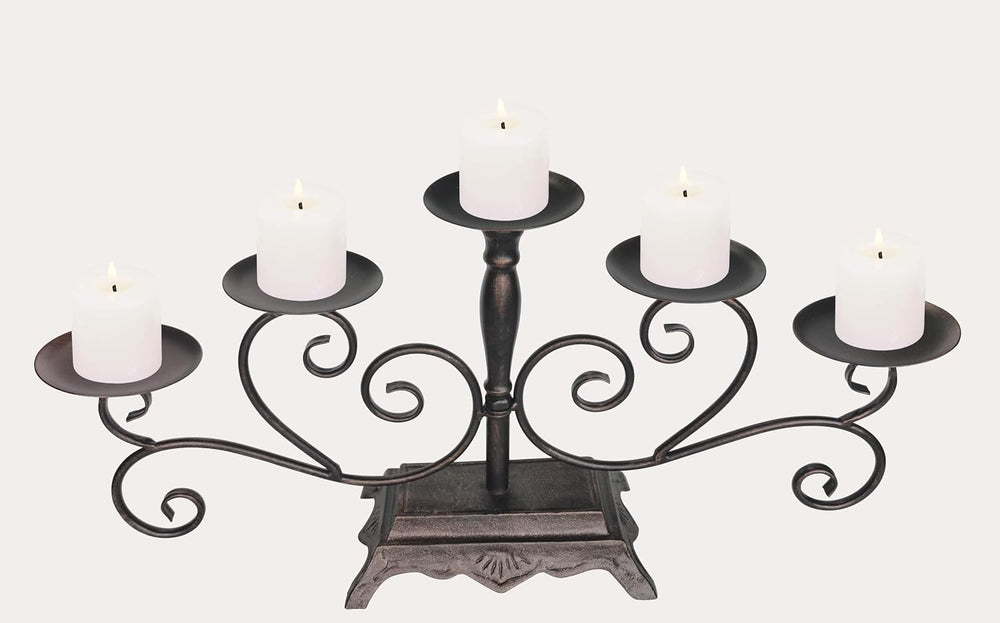 Fireplace Candle Holder 5 Candelabra for Pillar Candles Black Candle Stand - ...