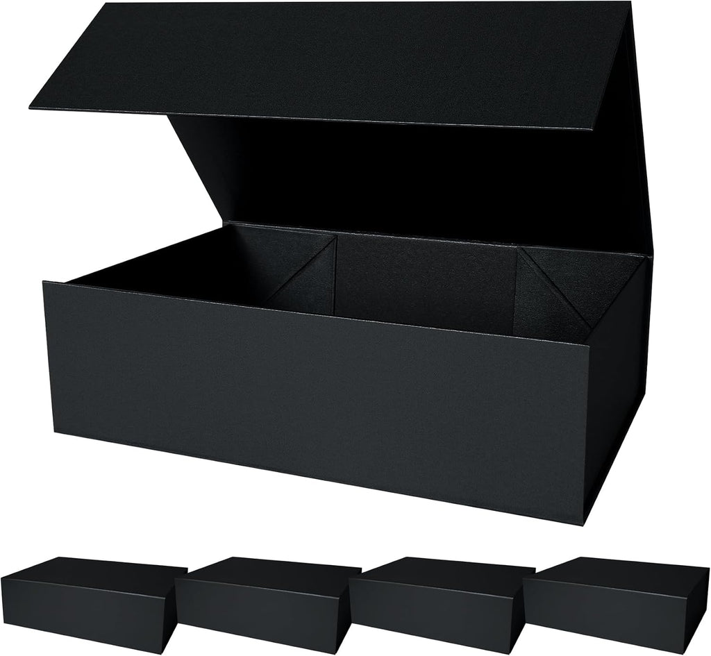 Aimyoo Galaxy Black Magnetic Gift Boxes with Lids 13.8x9x4.3 in, Large Bridesmaid Groomsman Proposal Box, Rectangle Collapsible Box for Present Graduation Birthday Storage 5 Pack