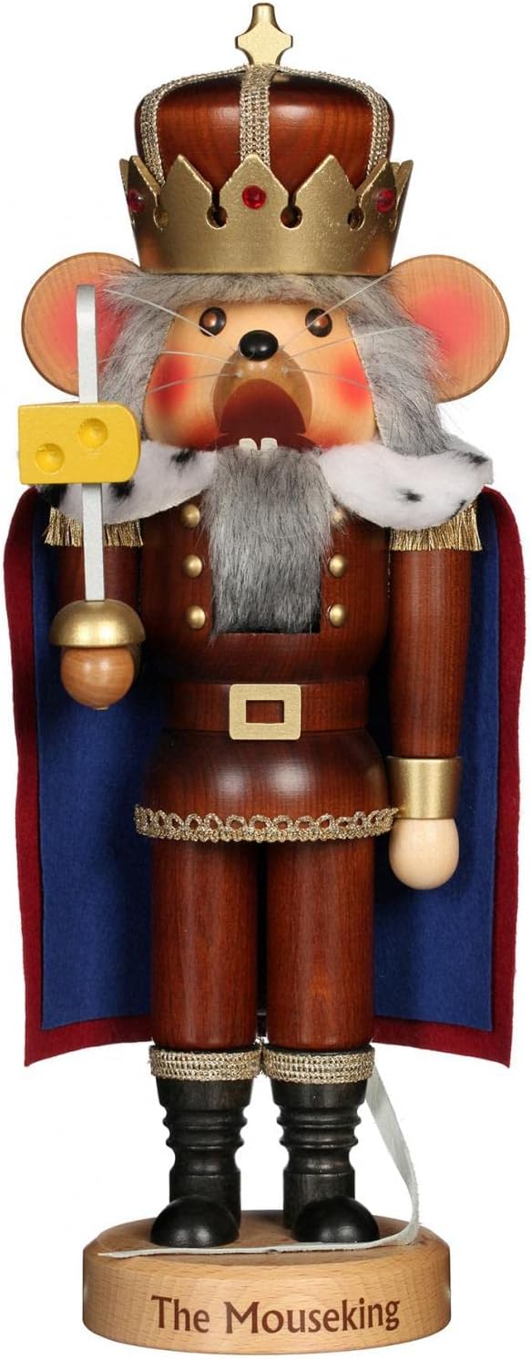 Christian Ulbricht Natural Wood Finish Mouse King with Cheese Nutcracker