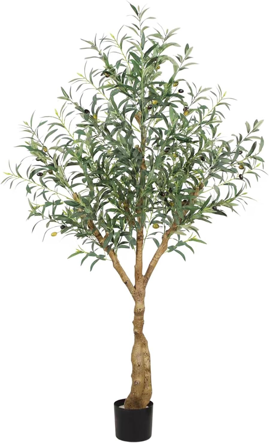 Olive Trees Artificial Indoor, 5FT Tall Faux Olive Tree with Lush Leaves and Lifelike Fruits, Artificial Plants in Sturdy Pot for Indoor Home Office Living Room Decor