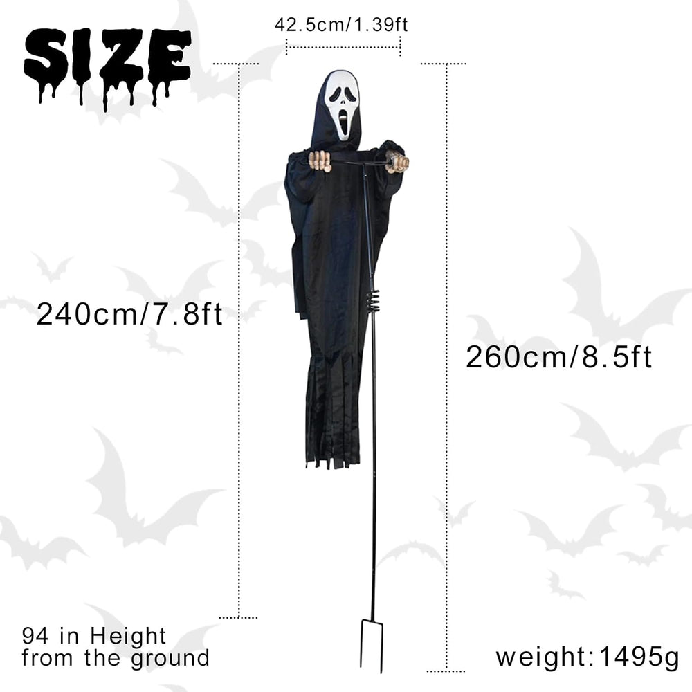 Outdoor Halloween Scarecrow Rotatable Ghost, 7.5Ft Scarecrow Screaming Ghost,...