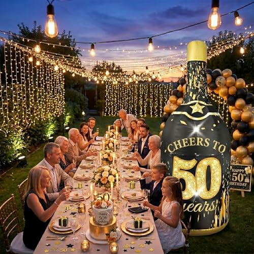 6FT 50th Birthday Inflatable Outdoor Champagne Bottle Decorations
