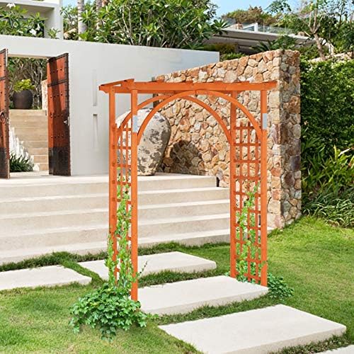 VINGLI 85in Wooden Arbor Garden Arch, Wedding Arch for Ceremony, Wood Trellis for Plant Climbing, Christmas Decor Pergola for Garden Backyard, Lawn (Golden Brown)