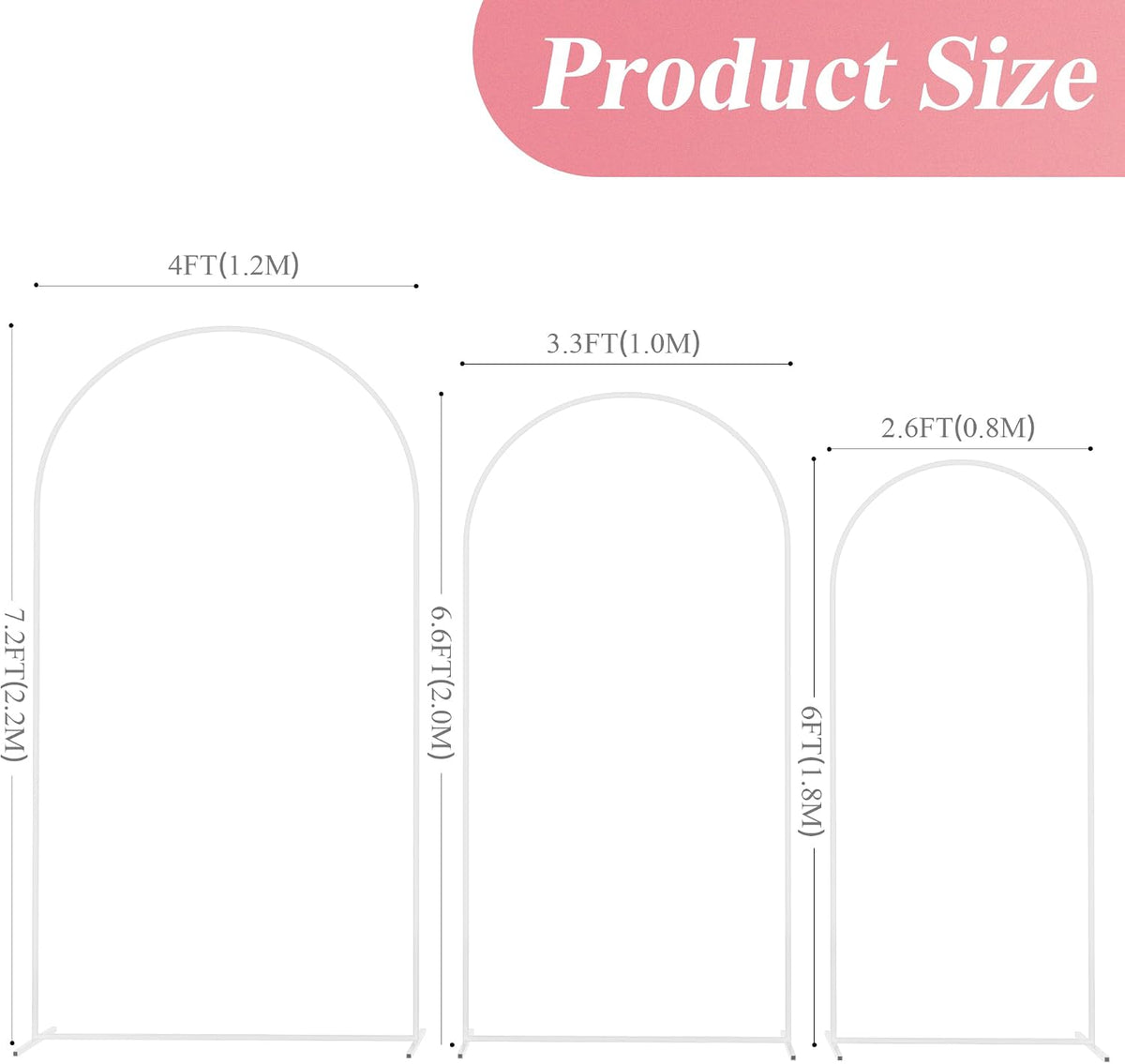 fomcet metal arch backdrop stand white 7.2ft, 6.6ft shown in use