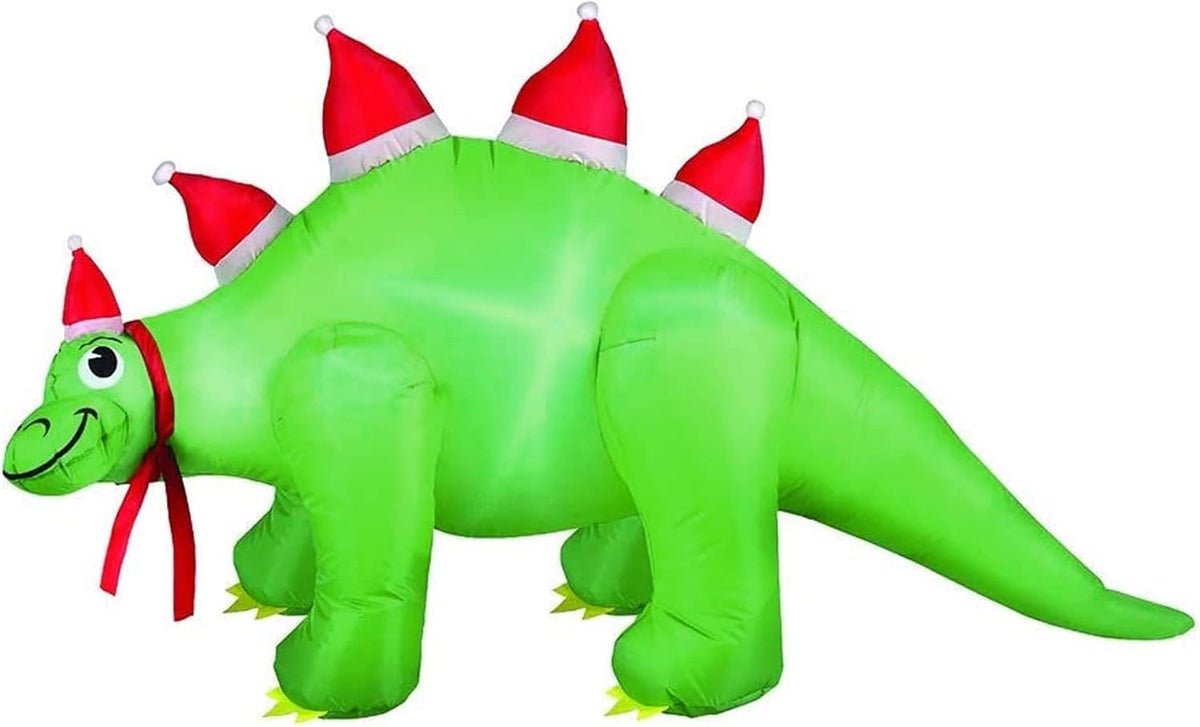 Occasions Air Flowz Pre-Lit LED Inflatable Stegosaurus, Santa Hats, 5 Ft