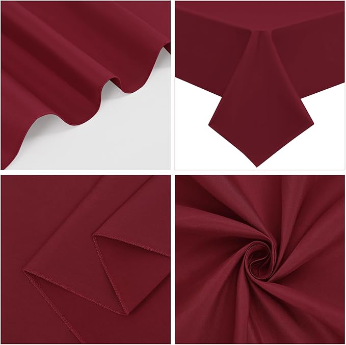 10 Pack Burgundy Tablecloths for 6ft Rectangle Tables 60 x 102 Inch - Polyester Table Cover Stain and Wrinkle Resistant Washable Fabric Table Clothes for Wedding Party Banquet Reception Restaurant