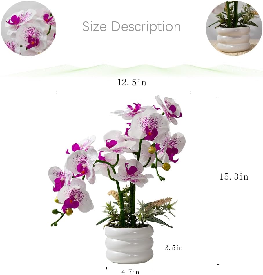Artificial Orchids Flowers with Vase for Table Centerpieces, Real Touch Faux ...