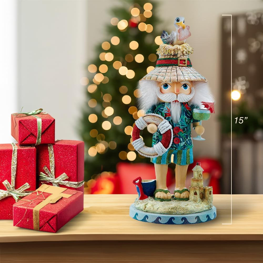 kurt adler 15-inch hollywood nutcrackers™ beach nutcracker on a desk or shelf