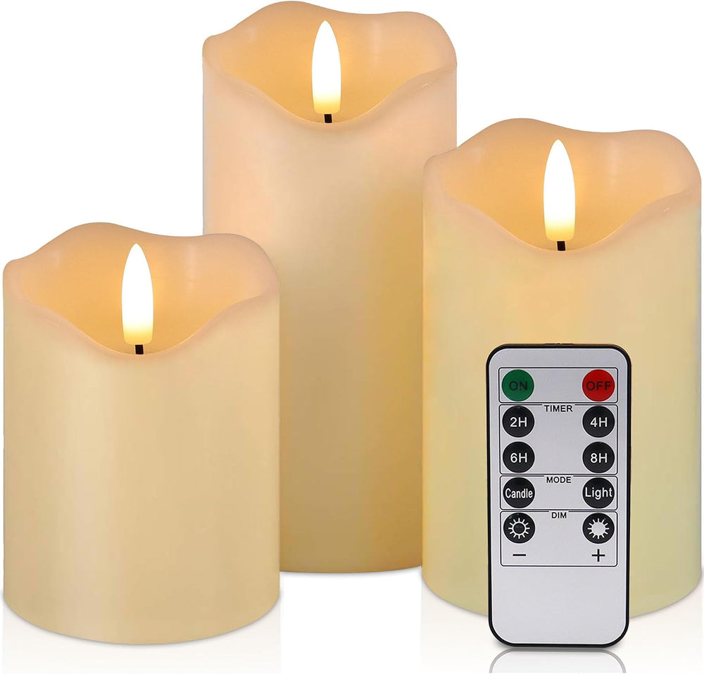 VIEWELLD Flickering Flameless Candles with Remote and Timer, Realistic LED Ca...