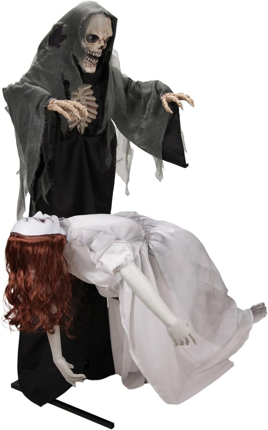 Haunted Hill Farm 5.6 ft. Floating Lady with Magic Reaper Animatronic